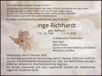 Traueranzeige von Inge Richhardt von HZ