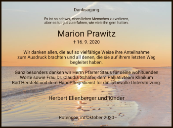 Traueranzeige von Marion Prawitz von HZ