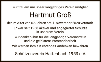 Traueranzeige von Hartmut Groß von HZ