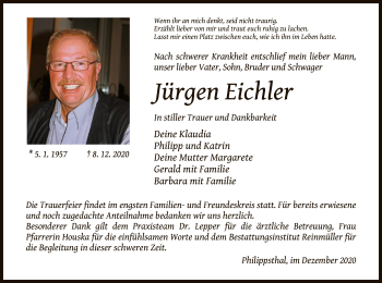 Traueranzeige von Jürgen Eichler von HZ