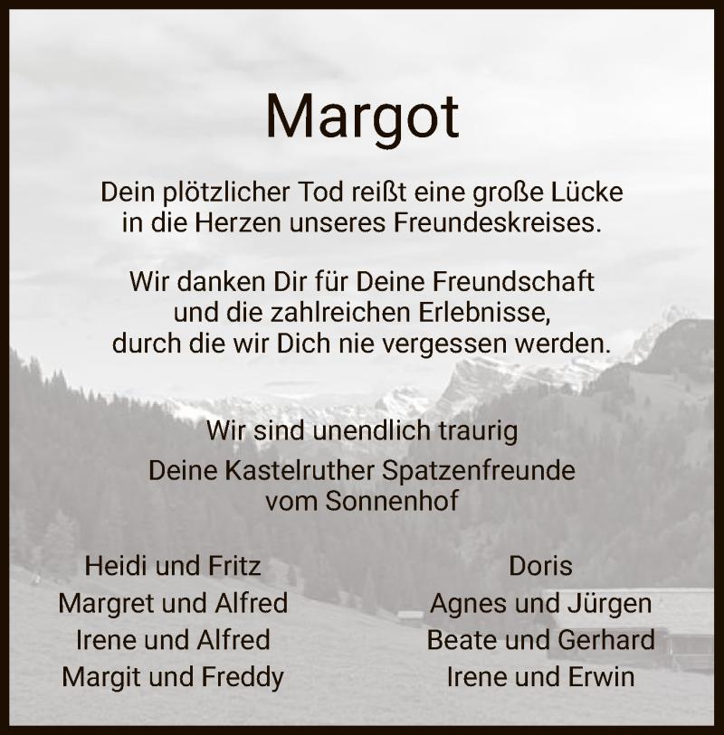  Traueranzeige für Margot Pfalzgraf vom 22.12.2020 aus HZ