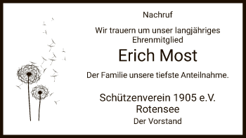 Traueranzeige von Erich Most von Hersfeld