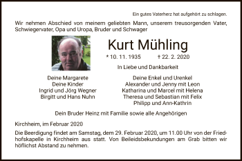 Traueranzeige von Kurt Mühling von Hersfeld