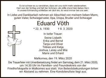 Traueranzeige von Eduard Vöth von Hersfeld