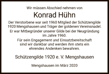 Traueranzeige von Konrad Hühn von Hersfeld