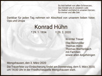 Traueranzeige von Konrad Hühn von Hersfeld