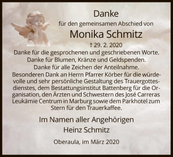 Traueranzeige von Monika Schmitz von Hersfeld