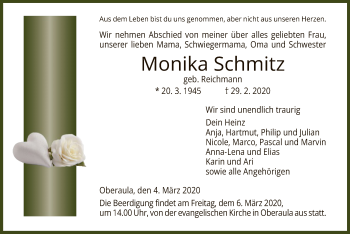 Traueranzeige von Monika Schmitz von Hersfeld