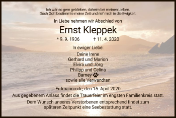 Traueranzeige von Ernst Kleppek von HZ