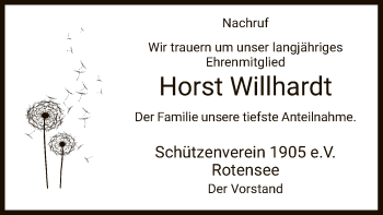 Traueranzeige von Horst Willhardt von HZ