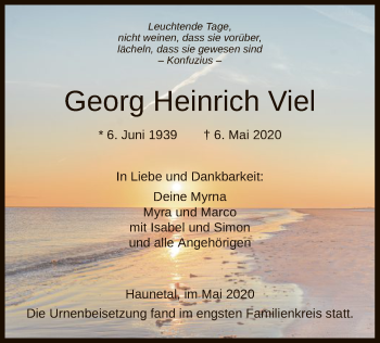 Traueranzeige von Georg Heinrich Viel von HZ