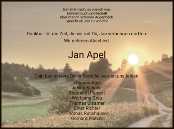 Traueranzeige von Jan Apel von HZ