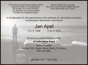 Traueranzeige von Jan Apel von HZ