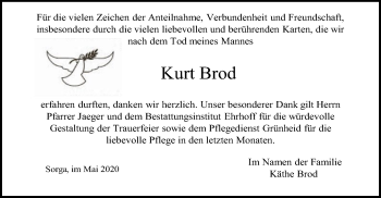 Traueranzeige von Kurt Brod von HZ