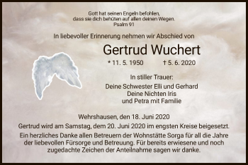 Traueranzeige von Gertrud Wuchert von HZ