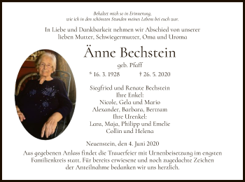 Traueranzeige von Änne Bechstein von HZ