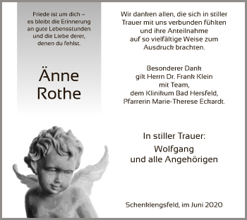 Traueranzeige von Änne Rothe von HZ
