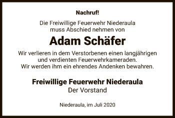 Traueranzeige von Adam Schäfer von HZ