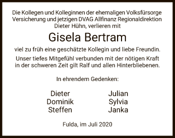 Traueranzeige von Gisela Bertram von HZ