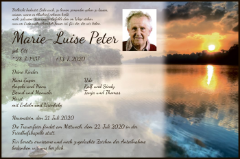 Traueranzeige von Marie-Luise Peter von HZ