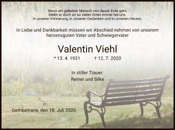 Traueranzeige von Valentin Viehl von HZ