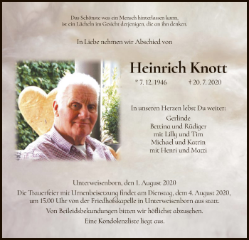 Traueranzeige von Heinrich Knott von HZ