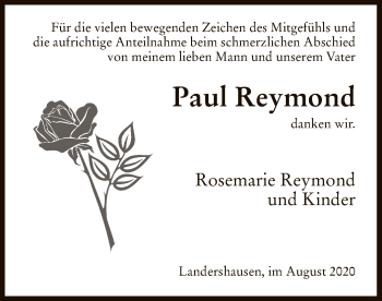 Traueranzeige von Paul Reymond von HZ