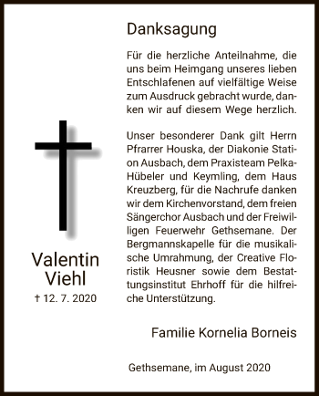 Traueranzeige von Valentin Viehl von HZ