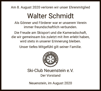 Traueranzeige von Walter Schmidt von HZ