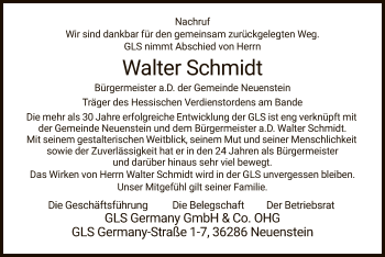 Traueranzeige von Walter Schmidt von HZ