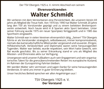 Traueranzeige von Walter Schmidt von HZ