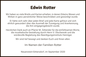 Traueranzeige von Edwin Rotter von HZ