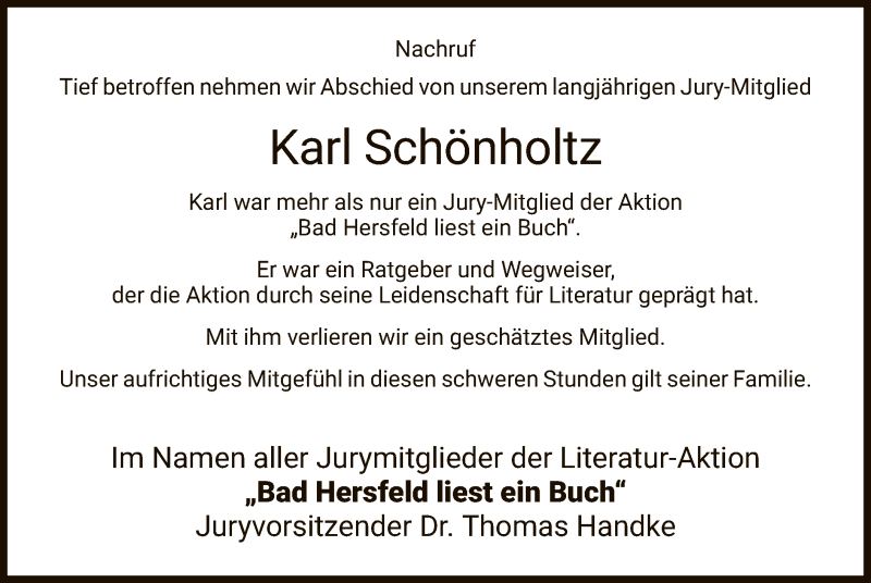  Traueranzeige für Karl Schönholtz vom 19.09.2020 aus HZ