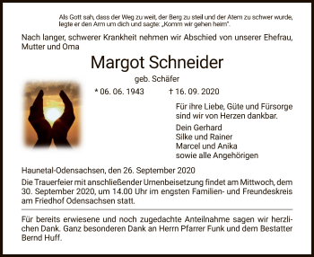 Traueranzeige von Margot Schneider von HZ