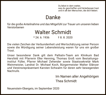 Traueranzeige von Walter Schmidt von HZ