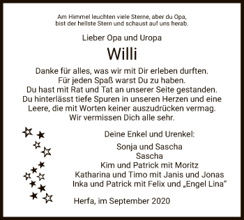 Traueranzeige von Willi  von HZ