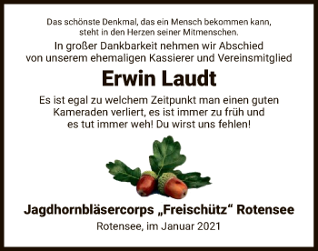 Traueranzeige von Erwin Laudt von HZ