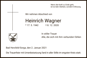 Traueranzeige von Heinrich Wagner von HZ