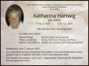 Traueranzeige von Katharina Hartwig von HZ