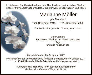 Traueranzeige von Marianne Möller von HZ