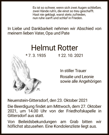 Traueranzeige von Helmut Rotter von HZ