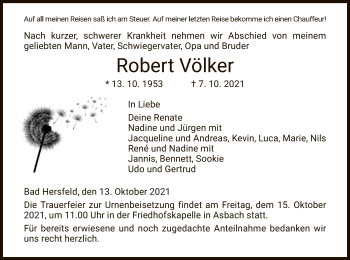 Traueranzeige von Robert Völker von HZ