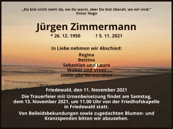 Traueranzeige von Jürgen Zimmermann von HZ