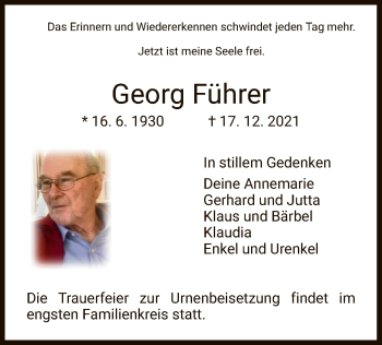 Traueranzeige von Georg Führer von HZ