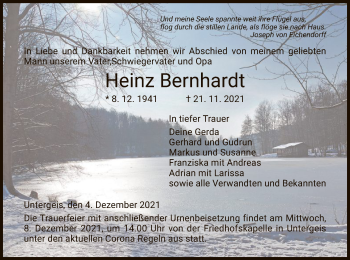 Traueranzeige von Heinz Bernhardt von HZ