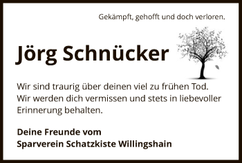 Traueranzeige von Jörg Schnücker von HZ