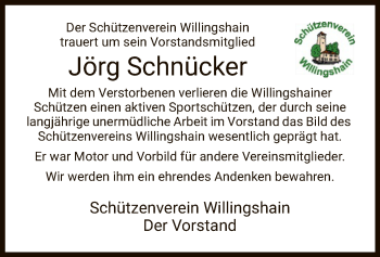 Traueranzeige von Jörg Schnücker von HZ