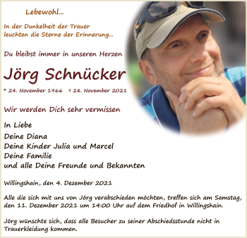 Traueranzeige von Jörg Schnücker von HZ