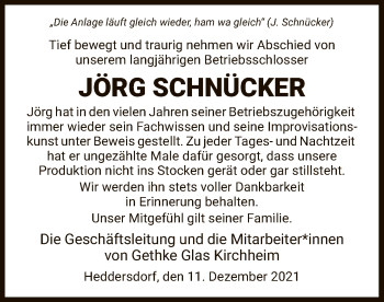 Traueranzeige von Jörg Schnücker von HZ