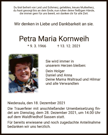 Traueranzeige von Petra Maria Kornweih von HZ